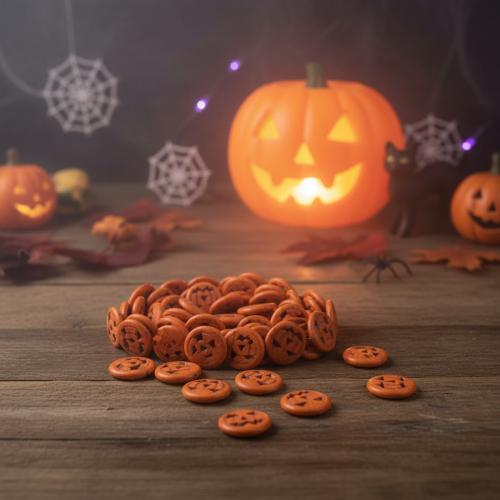 Halloween šperky Korálky, Syntetický Turquoise, Dýně, Halloweenský design & DIY, smíšené barvy, 5.90x2.49mm, Prodáno za 5 cm Strand