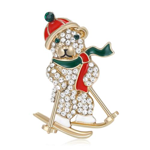 Vánoční Brože, Zinek, Nést, módní šperky & smalt & s drahokamu, smíšené barvy, Prodáno By PC