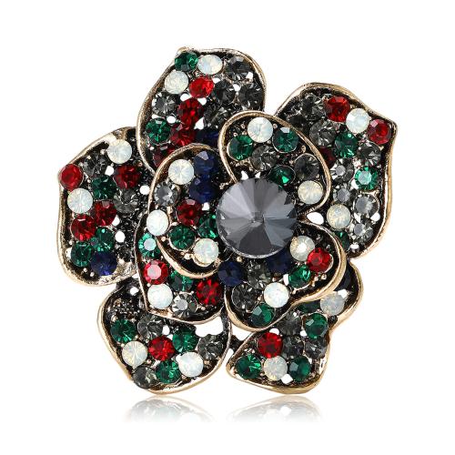 Drahokamu Brož, Zinek, Květina, á, módní šperky & s drahokamu, smíšené barvy, Prodáno By PC