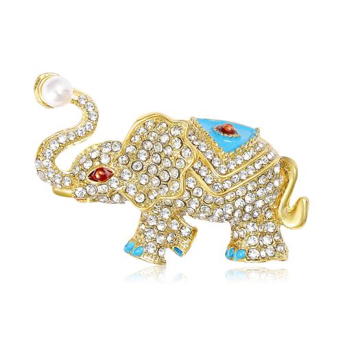 Drahokamu Brož, Zinek, Slon, á, módní šperky & smalt & s drahokamu, smíšené barvy, Prodáno By PC