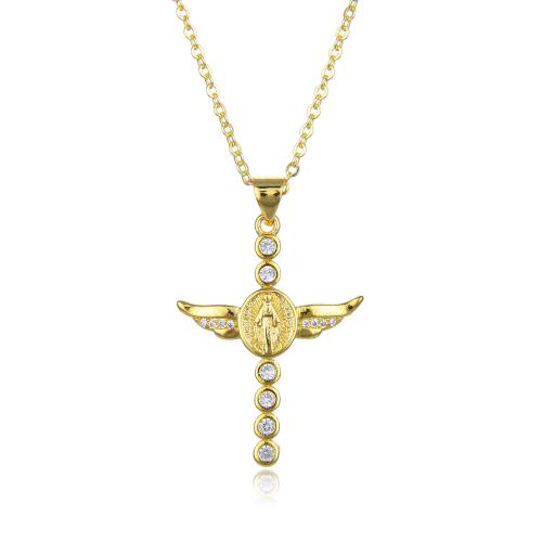 Collier en laiton cubique Zircon Micro Pave, avec 5cm chaînes de rallonge, Placage, bijoux de mode & pavé de micro zircon & pour femme, plus de couleurs à choisir, Longueur 45 cm, Vendu par PC