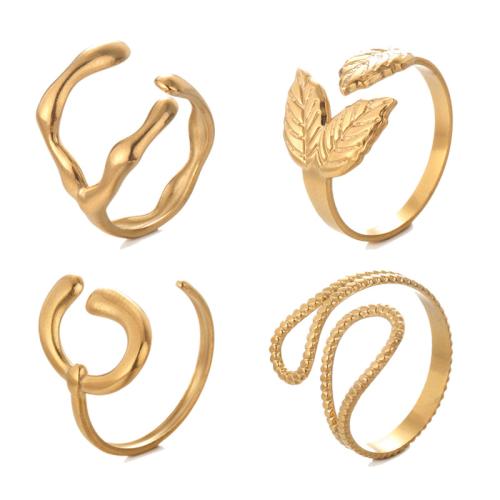 Prst prsten z nerezové oceli, 304 Stainless Steel, 14K pozlacené, módní šperky & různé styly pro výběr & pro ženy, Prodáno By PC