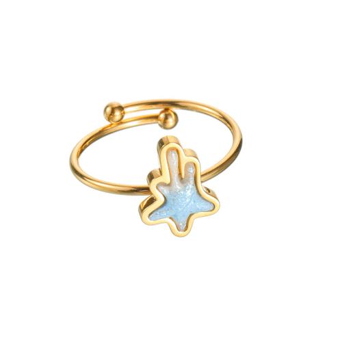 Prst prsten z nerezové oceli, 304 Stainless Steel, s Akryl, á, módní šperky & různé styly pro výběr & pro ženy, zlatý, Prodáno By PC