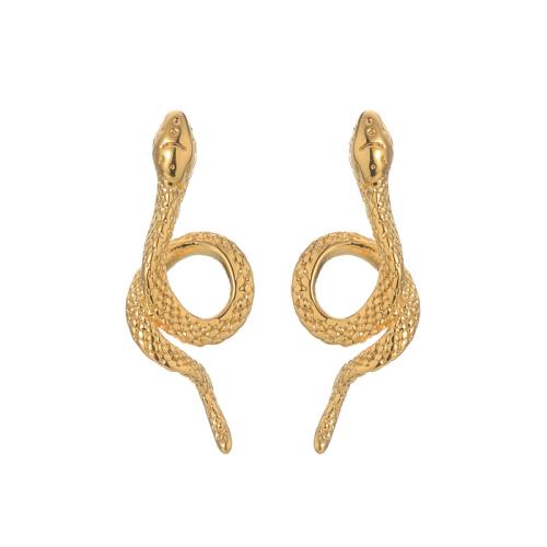 Cruach dhosmálta Graí Earrings, 304 Cruach dhosmálta, Nathair, plátáilte, jewelry faisin & do bhean & log, órga, Díolta De réir Péire