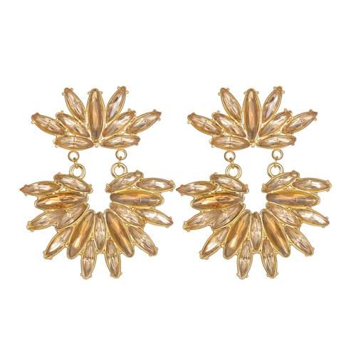 Nerezová ocel Drop náušnice, 304 Stainless Steel, Květina, módní šperky & pro ženy & s drahokamu, zlatý, Prodáno By Pair