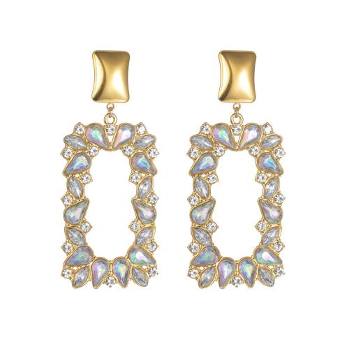 Nerezová ocel Drop náušnice, 304 Stainless Steel, Náměstí, módní šperky & pro ženy & s drahokamu, zlatý, Prodáno By Pair