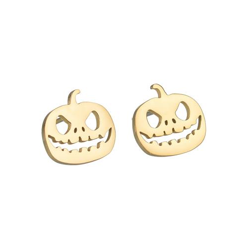 Rostfritt stål Stud Örhängen, 304 rostfritt stål, Pumpa, plated, Design för halloween & för kvinna & ihålig, Säljs av Par