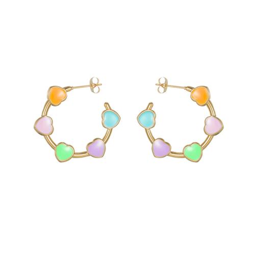 Cruach dhosmálta Graí Earrings, 304 Cruach dhosmálta, plátáilte, jewelry faisin & do bhean & cruan, órga, Díolta De réir Péire