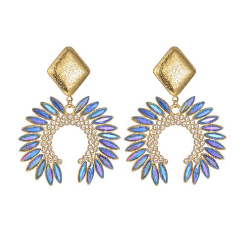 Boucle d'oreille goutte inox, Acier inoxydable 304, Placage, bijoux de mode & pour femme & avec strass, doré, Vendu par paire