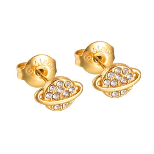 Brincos de garanhão de aço inoxidável, Aço inoxidável 304, banhado, Vario tipos a sua escolha & para mulher & com strass, dourado, vendido por par