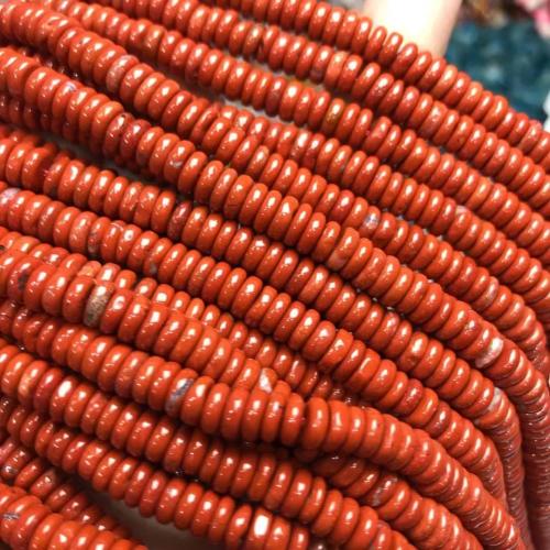 Gemstone Smycken Pärlor, Jasper sten, Abacus, naturliga & DIY & slät, röd, 6x2mm, Såld Per Ca 35-40 cm Strand