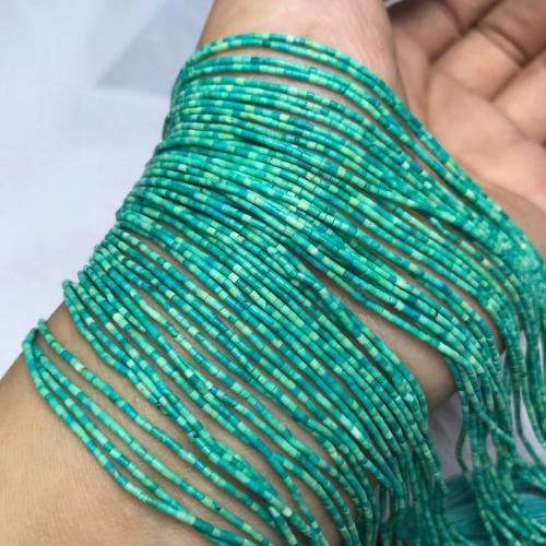 Turkos pärlor, Natural Turquoise, Kolonn, polerad, DIY, grön, 1x1mm, Såld Per Ca 35-40 cm Strand