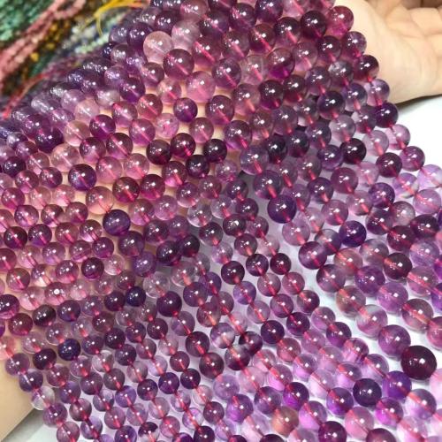 Fluorit Pärlor, Lila fluorit, Rund, polerad, naturliga & DIY & olika storlek för val, Såld Per Ca 35-40 cm Strand