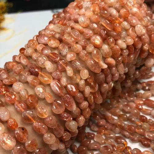 Grânulos de quartzo natural jóias, Morango Quartz, Pepitas, DIY, dourado, beads length 8-9mm, vendido para Aprox 35-40 cm Strand