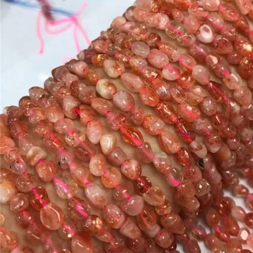 Gemstone Smycken Pärlor, Golden Strawberry, Nuggets, naturliga & DIY, 5x7mm, Såld Per Ca 35-40 cm Strand