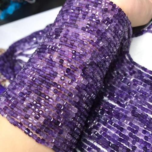 Fluorit Pärlor, Lila fluorit, Square, naturliga & DIY & fasetterad, beads length 3-3.5MM, Såld Per Ca 35-40 cm Strand