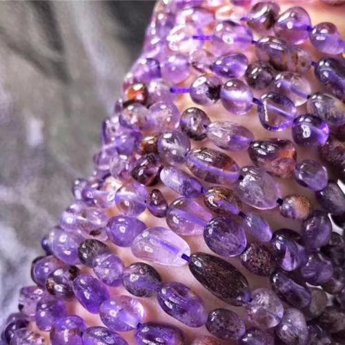 Šperky korálky přírodní křemenné, Fialový + Phantom + křemen, Nuggets, DIY, 8mm, Prodáno za Cca 35-40 cm Strand