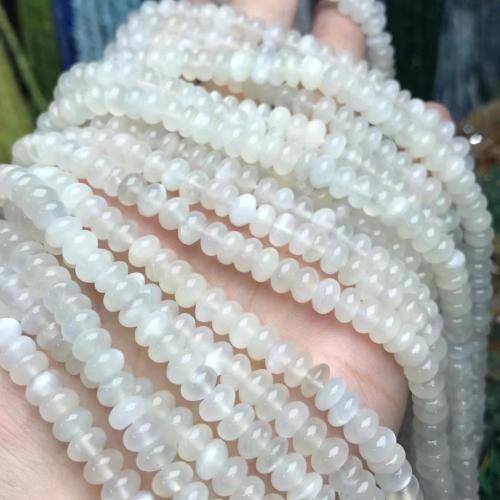 Månsten Pärlor, Abacus, DIY & slät, vit, 4x6.50mm, Såld Per Ca 35-40 cm Strand