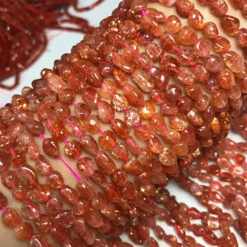 Gemstone Smycken Pärlor, Golden Strawberry, Nuggets, DIY, 6x8mm, Såld Per Ca 35-40 cm Strand