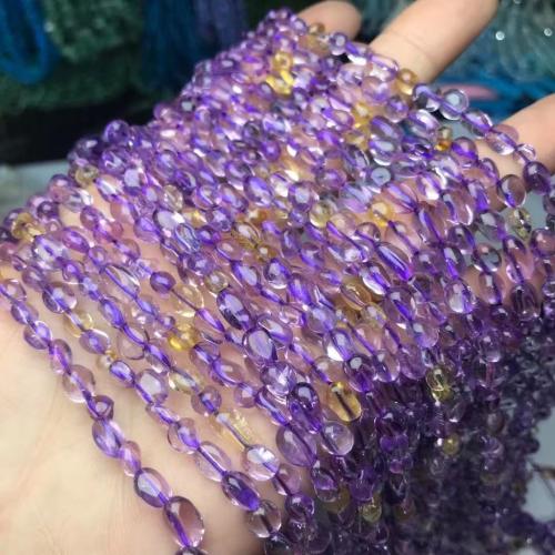 Šperky korálky přírodní křemenné, Ametrine, Nuggets, DIY, 8mm, Prodáno za Cca 35-40 cm Strand