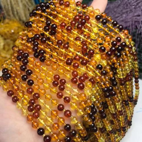 Gemstone Smycken Pärlor, Bärnsten, Rund, naturliga & DIY, gradient färg, beads length 5.5-6mm, Såld Per Ca 35-40 cm Strand