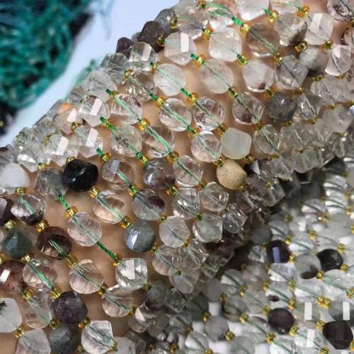 Šperky korálky přírodní křemenné, Zelený Phantom Quartz, Dýně, lesklý, DIY & kroutit, 7x8mm, Prodáno za Cca 35-40 cm Strand