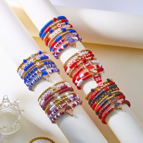 Bijoux bracelets de mode, alliage de zinc, avec argile de polymère & plastique revêtu de cuivre, Placage de couleur d'or, bijoux de mode & émail & avec strass, plus de couleurs à choisir, Vendu par fixé