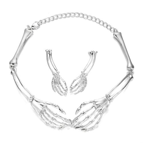 Zinklegierung Mode Schmuckset, Ohrring & Halskette, goldfarben plattiert, Design für Halloween, keine, verkauft von setzen