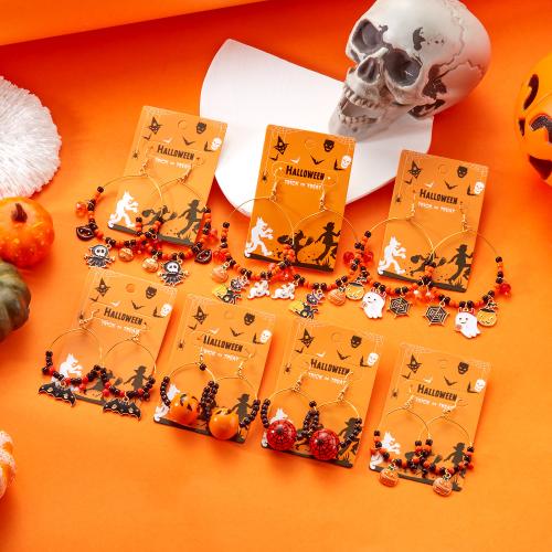 Zinklegierung Tropfen Ohrring, mit Seedbead & Kristall, goldfarben plattiert, Design für Halloween & Emaille, keine, verkauft von Paar
