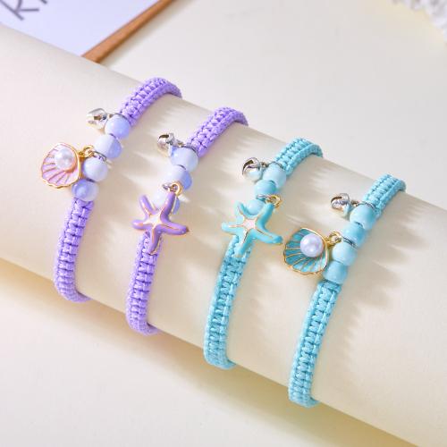 Mada Sukurti vaškas laidas Apyrankės, Cinko lydinys, su žalvario grandinėlė & Vaškas & Plastikiniai Perlas, aukso spalva padengtas, Bižuterijos & emalė, daugiau spalvų pasirinkimas, Pardavė PC