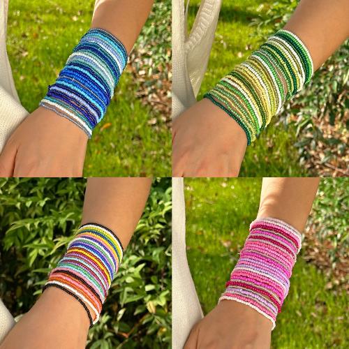 Seedbead bracelet, Placage de couleur d'or, bijoux de mode, plus de couleurs à choisir, 30PC/fixé, Vendu par fixé