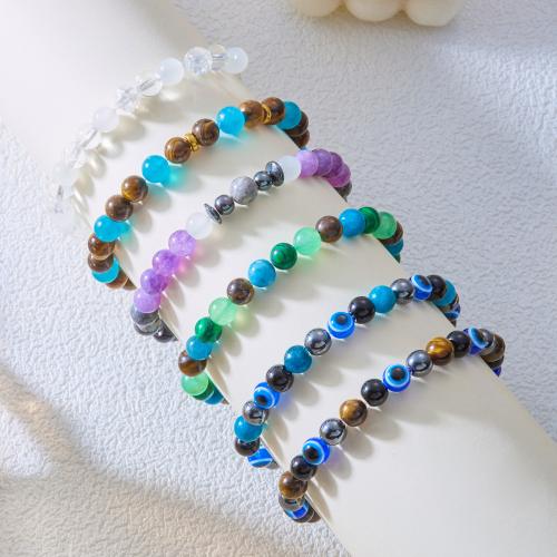 Bracelets de pierres précieuses, Pierre naturelle, avec cristal, Placage de couleur d'or, bijoux de mode, plus de couleurs à choisir, Vendu par PC