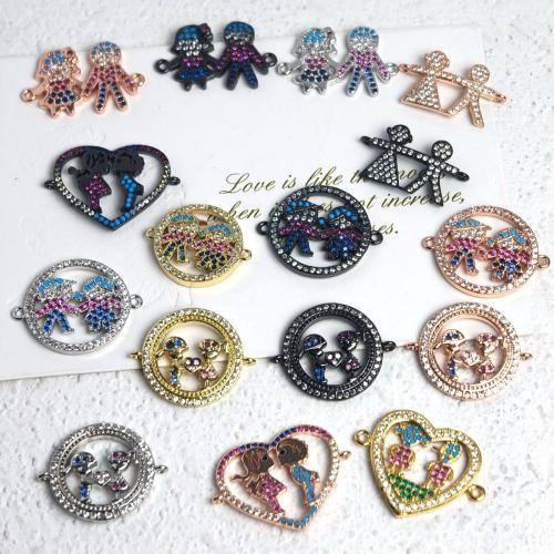 Zircon cubique Micro Pave laiton Connecteur, Placage, bijoux de mode & pavé de micro zircon, plus de couleurs à choisir, protéger l'environnement, sans nickel, plomb et cadmium, 3PC/sac, Vendu par sac