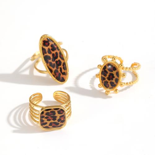 Prst prsten z nerezové oceli, 304 Stainless Steel, 18K pozlacené, různé styly pro výběr & pro ženy & epoxy samolepky & štítek, Prodáno By PC