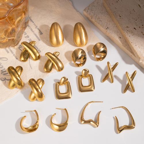 Nerezová ocel náušnice, 304 Stainless Steel, módní šperky & různé styly pro výběr & pro ženy, zlatý, Prodáno By Pair