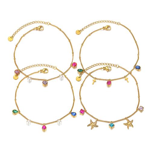 Nůž z nerezové oceli, 304 Stainless Steel, s Cubic Zirconia & Plastové Pearl, á, módní šperky & různé styly pro výběr & pro ženy, zlatý, Prodáno By PC