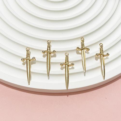 Zink Alloy Hänge, guldfärg pläterade, DIY & med strass, gyllene, 100PC/Bag, Säljs av Bag