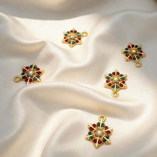 Zink Alloy Hänge, Snowflake, plated, Jul Design & DIY & med strass, fler färger för val, 100PC/Bag, Säljs av Bag