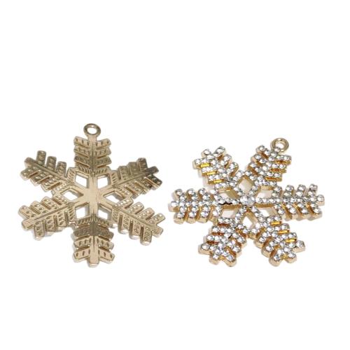 Zink Alloy Rhinestone Hängen, Snowflake, plated, DIY & med strass, gyllene, 100PC/Bag, Säljs av Bag