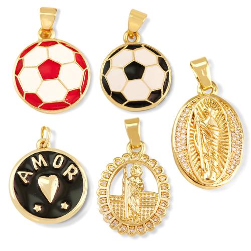 Cubique Pendentif en laiton zircon pavent, Placage, DIY & pavé de micro zircon & émail, plus de couleurs à choisir, protéger l'environnement, sans nickel, plomb et cadmium, Vendu par PC