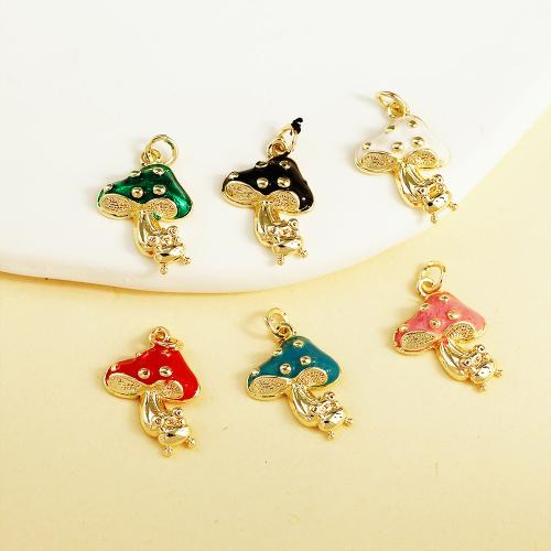 Bijoux pendentifs en laiton, champignon, Placage, DIY & émail, plus de couleurs à choisir, protéger l'environnement, sans nickel, plomb et cadmium, Vendu par PC