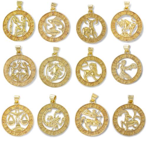 Bijoux pendentifs en laiton, Rond, Placage, DIY, doré, protéger l'environnement, sans nickel, plomb et cadmium, Vendu par PC