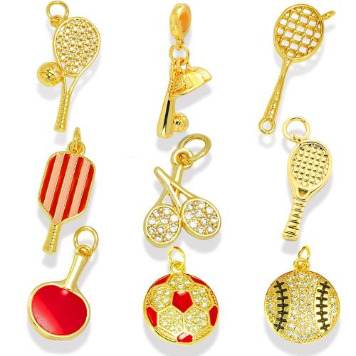 Cubique Pendentif en laiton zircon pavent, Placage, DIY & pavé de micro zircon & émail, doré, Vendu par PC