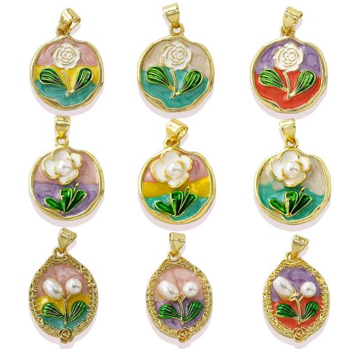 Mosaz Šperky Přívěsky, s Plastové Pearl, á, DIY & smalt, více barev na výběr, Prodáno By PC