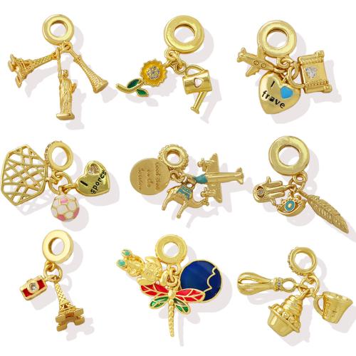 Cubique Pendentif en laiton zircon pavent, Placage, DIY & pavé de micro zircon & émail, plus de couleurs à choisir, Vendu par PC