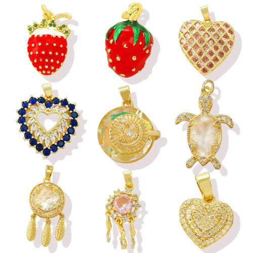 Cubique Pendentif en laiton zircon pavent, Placage, DIY & pavé de micro zircon & émail, plus de couleurs à choisir, protéger l'environnement, sans nickel, plomb et cadmium, Vendu par PC