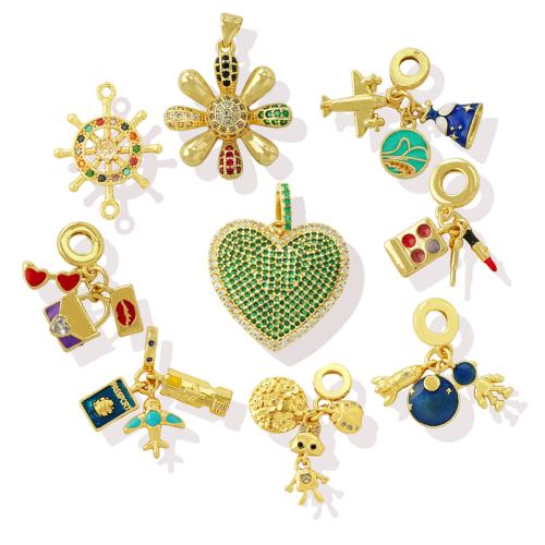 Cubique Pendentif en laiton zircon pavent, Placage, DIY & pavé de micro zircon & émail, plus de couleurs à choisir, protéger l'environnement, sans nickel, plomb et cadmium, Vendu par PC