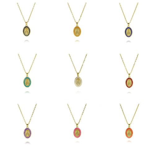 Blås Collier, Mässing, med 5cm extender kedja, 18K guldpläterad, mode smycken & för kvinna & emalj, Längd 45 cm, Säljs av PC