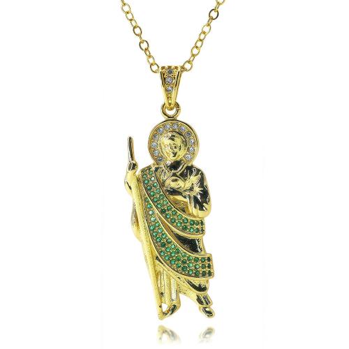 Cubic Zircon Micro Pave Mässing Halsband, med 5cm extender kedja, guldfärg pläterade, olika stilar för val & micro bana cubic zirconia & för kvinna & emalj, Längd 45 cm, Säljs av PC