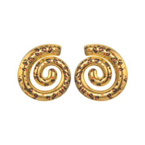 Brincos de garanhão de aço inoxidável, Aço inoxidável 304, banhado, Vario tipos a sua escolha & para mulher & esmalte, dourado, vendido por par